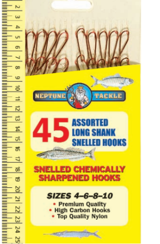 Neptune Snelled Long Shank Hooks 45 Assorted Hooks