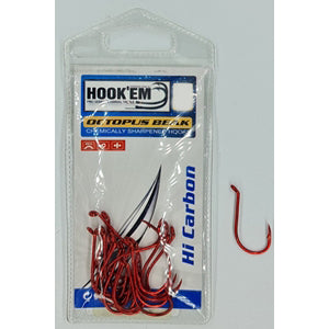 Hookem Octopus Beak Hook Red - Choose Size