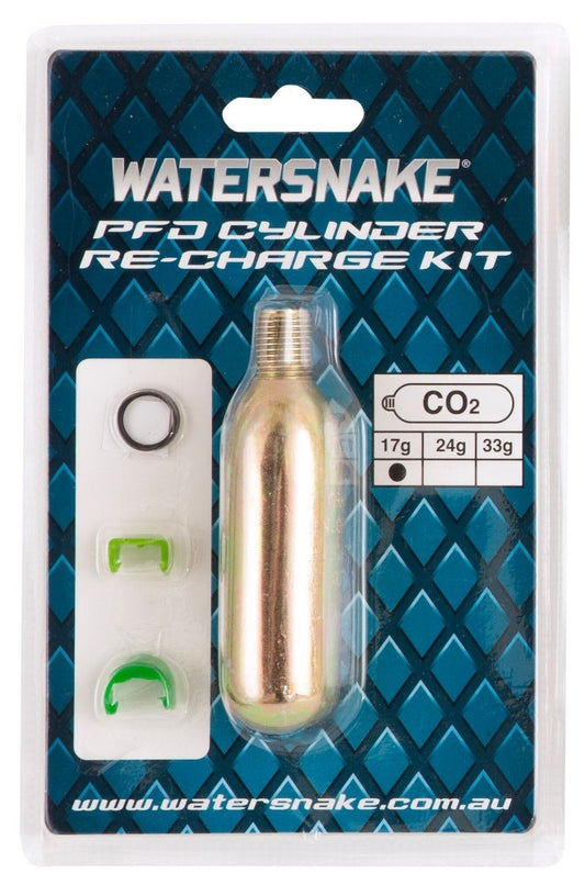 Watersnake 17g Inflatable Child PFD Cylinder Recharge Kit with Clips