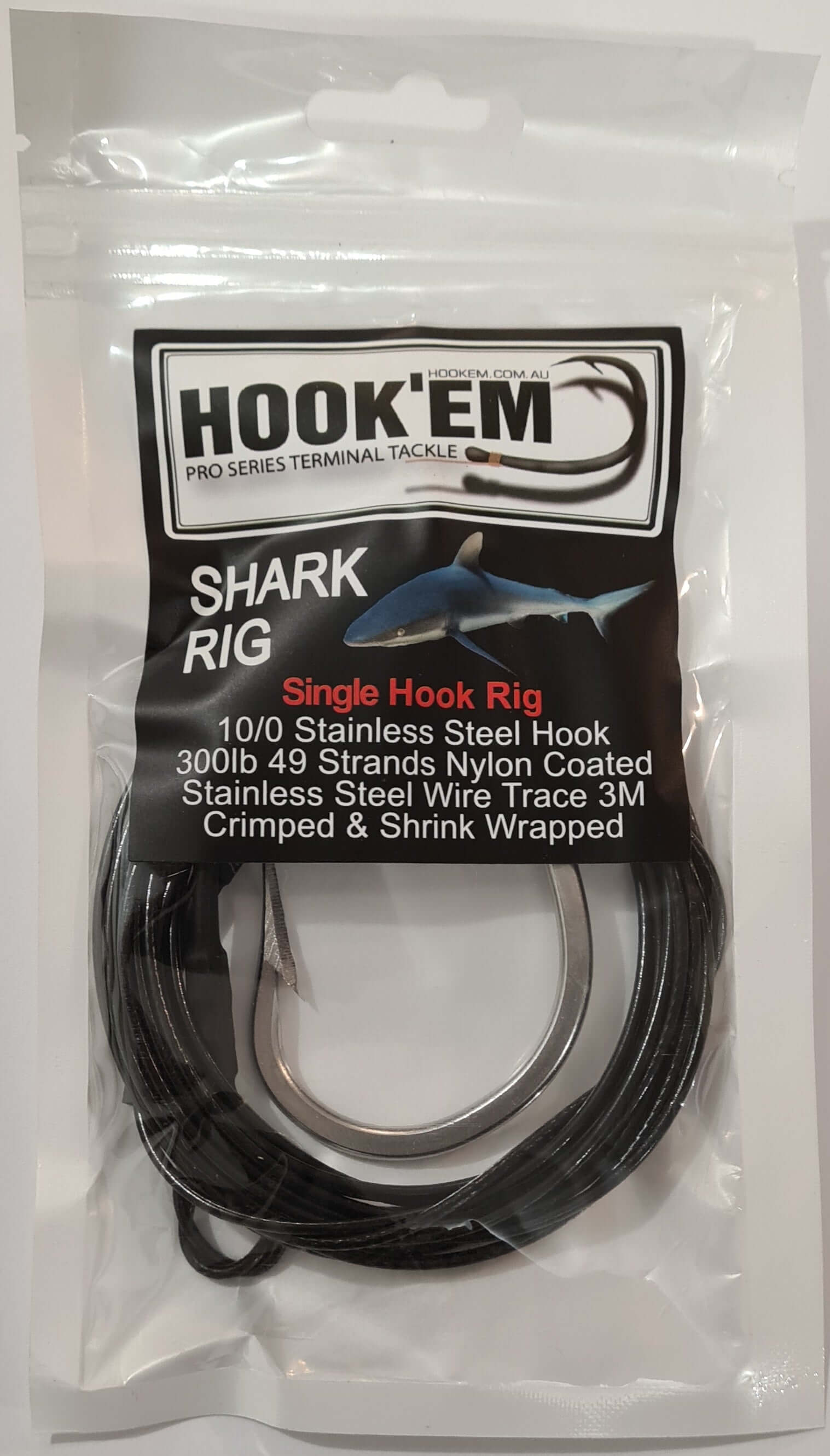 HOOKEM SHARK TRACES - SINGLE HOOK VARIOUS SIZES - REEL 'N' DEAL TACKLE