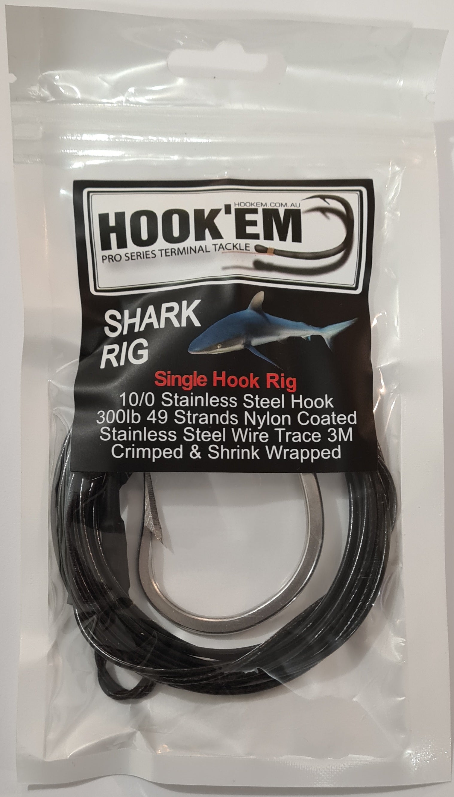 HOOKEM SHARK TRACES - SINGLE HOOK VARIOUS SIZES - REEL 'N' DEAL TACKLE
