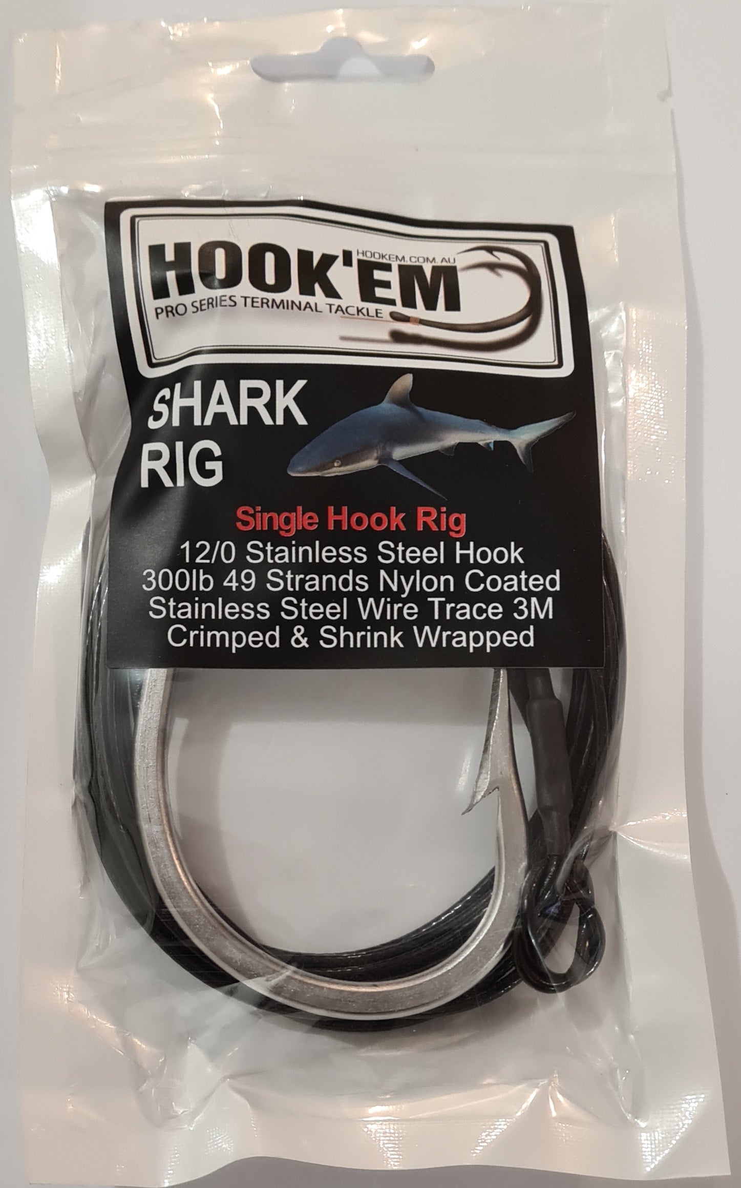 HOOKEM SHARK TRACES - SINGLE HOOK VARIOUS SIZES - REEL 'N' DEAL TACKLE