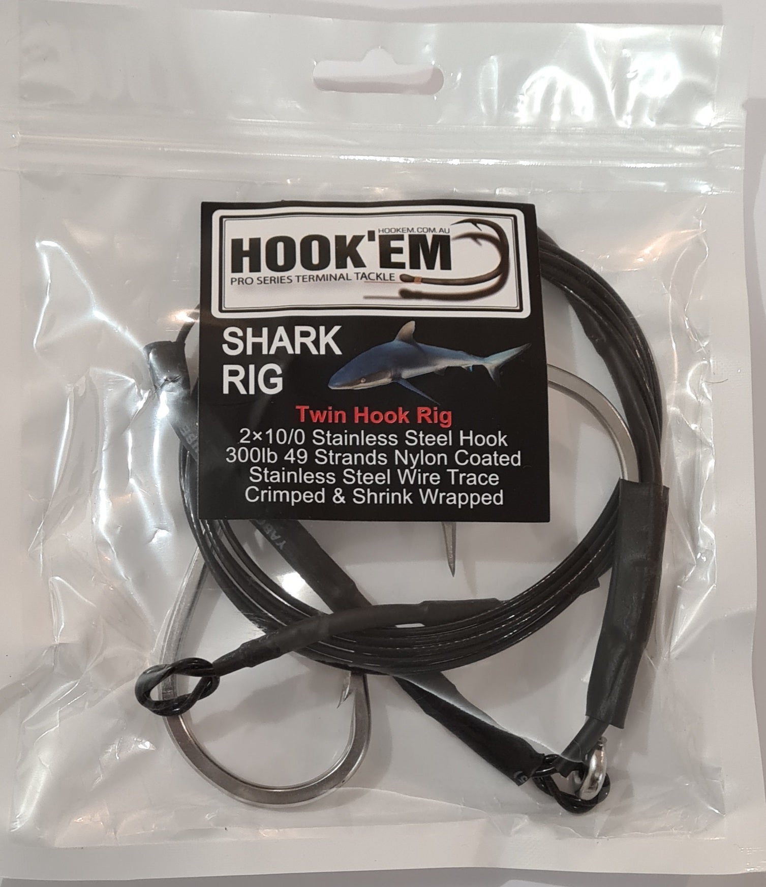 HOOKEM SHARK TRACES - DOUBLE HOOK VARIOUS SIZES - REEL 'N' DEAL TACKLE
