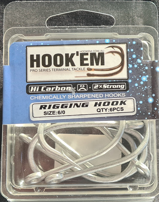 HOOKEM 2X HI CARBON RIGGING HOOKS - REEL 'N' DEAL TACKLE