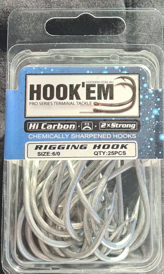 HOOKEM 2X HI CARBON RIGGING HOOKS - BULK PACK - REEL 'N' DEAL TACKLE