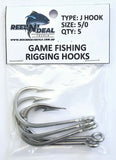 Stainless Steel Rigging J Hooks 5/0 5 Pack