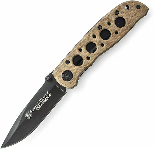 Smith & Wesson Extreme Ops Linerlock Folding Knife Desert Tan