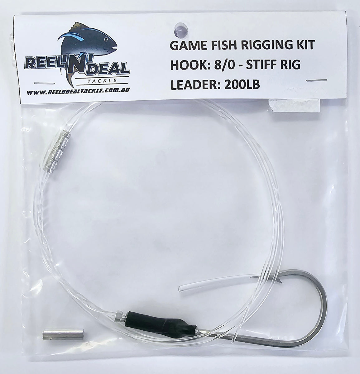 Tuna Rigging Pack 8/0 Stiff Rig Hook 200lb leader REEL 'N' DEAL TACKLE