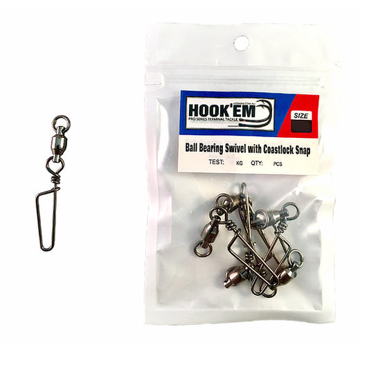 HOOKEM BALL BEARING SWIVEL SNAP - COASTLOCK SNAP - REEL 'N' DEAL TACKLE
