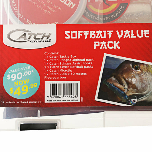 CATCH LIVIES SOFTBAIT VALUE PACK WITH TACKLE BOX - REEL 'N' DEAL TACKLE