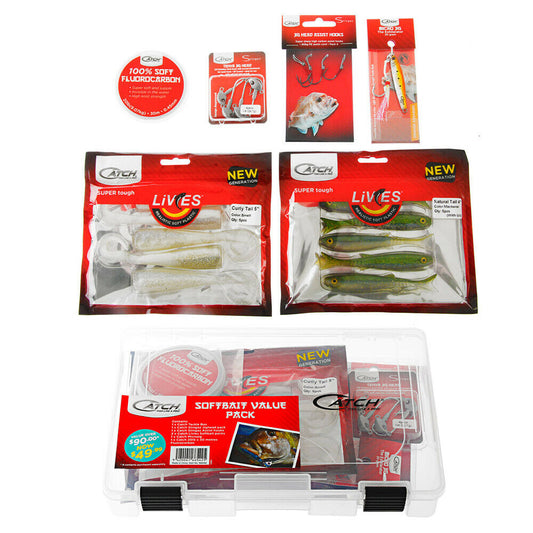 CATCH LIVIES SOFTBAIT VALUE PACK WITH TACKLE BOX - REEL 'N' DEAL TACKLE
