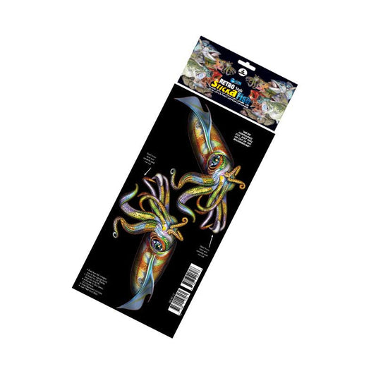 Retro Style Sticker Fish Squid
