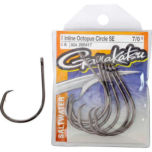 Gamakatsu Octopus Hook, Nickel/Black, Size 8/0 - 6 pack