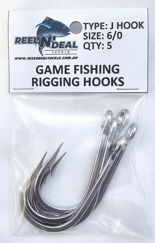 Stainless Steel Rigging J Hooks 6/0 5 Pack