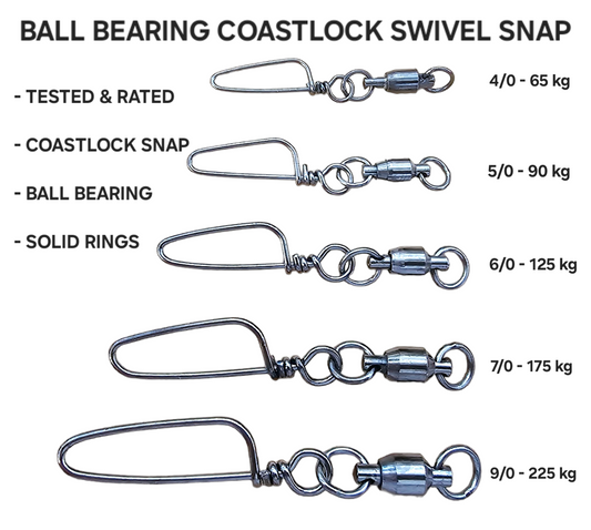 RNDT Ball Bearing Coastlock Swivel Snaps w Solid Rings