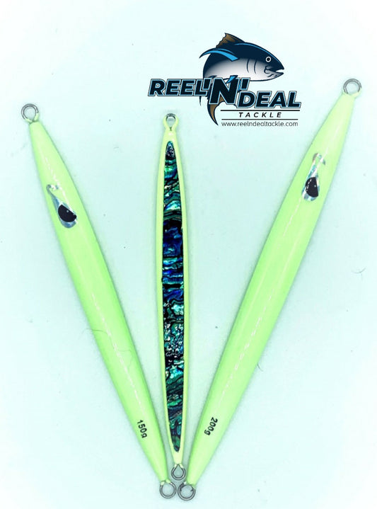 LAZYFISHO HIGH GLOW ABALONE KNIFE JIG 150G - REEL 'N' DEAL TACKLE