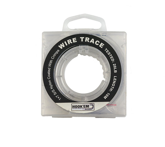 HOOKEM 1x7 BLACK NYLON COATED WIRE RIGGING TRACE WITH CRIMPS - REEL 'N' DEAL TACKLE