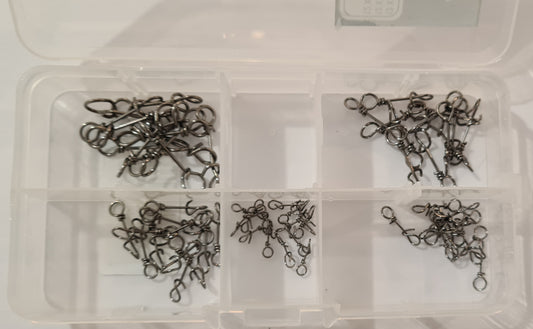 QUICK CLIPS BULK PACK - VARIOUS SIZES - 61 PIECES - REEL 'N' DEAL TACKLE