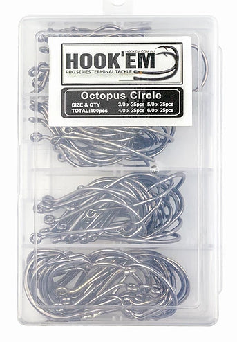 OCTOPUS CIRCLE HOOKS - 3/0 4/0 5/0 6/0 - 100 PACK - REEL 'N' DEAL TACKLE