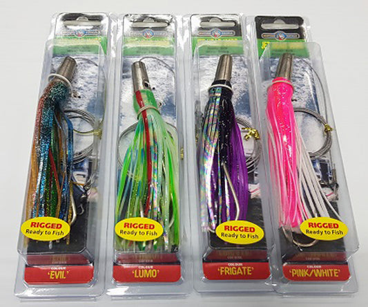 Neptune Jet Head Trolling Lure 125mm Skirt 50kg Wire Rigged