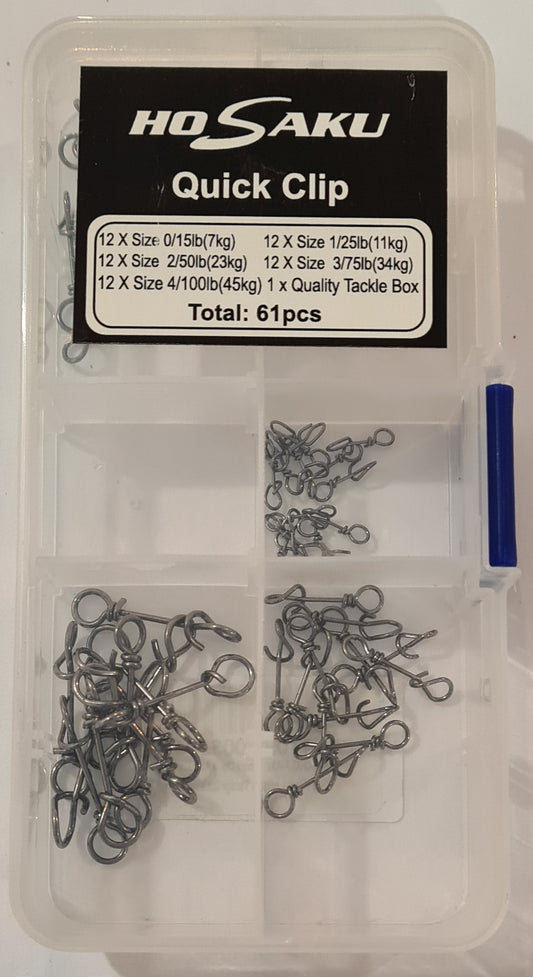 QUICK CLIPS BULK PACK - VARIOUS SIZES - 61 PIECES - REEL 'N' DEAL TACKLE