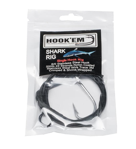 HOOKEM SHARK TRACES - SINGLE HOOK VARIOUS SIZES - REEL 'N' DEAL TACKLE