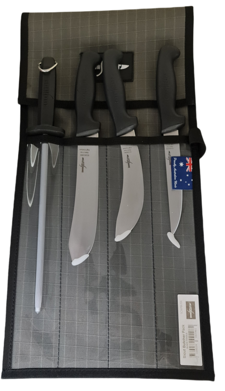 SICUT KNIFE PACKAGE 5 PIECE BLACK HANDLES - REEL 'N' DEAL TACKLE